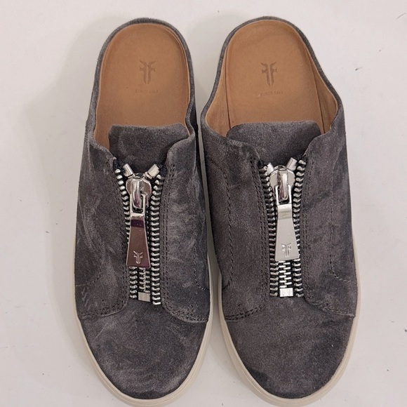 Frye Women's Gray Suede Slip-On Shoes with Zipper Mules Size 6.5 - Picture 4 of 8